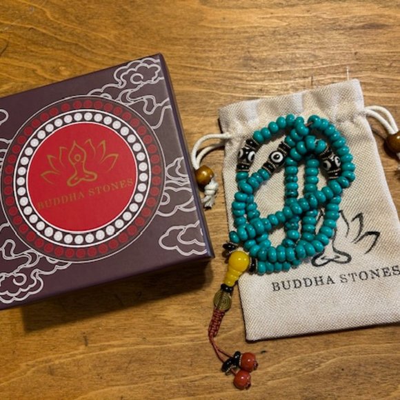 Tibetan Buddha Stones Turquoise 8mm 108 Mala Balance Necklace - Picture 5 of 5